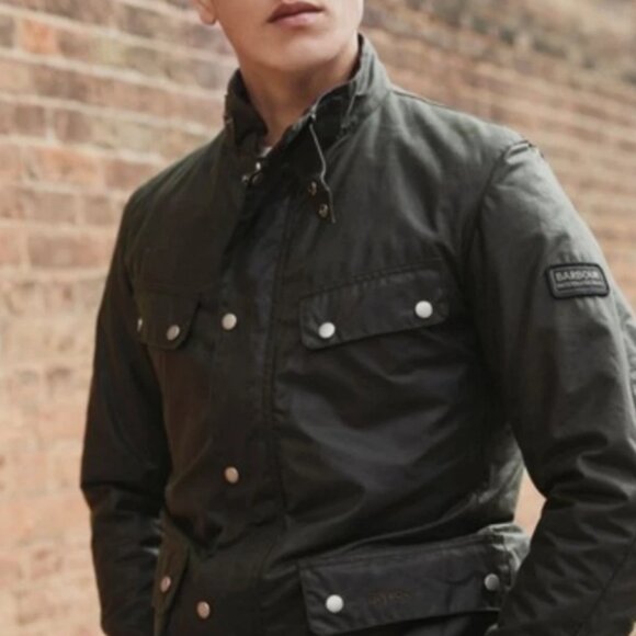 Barbour Tourer DUKE Waxed Motorcycle Style Jacket in Black MSRP$485 British Lux - Picture 7 of 16